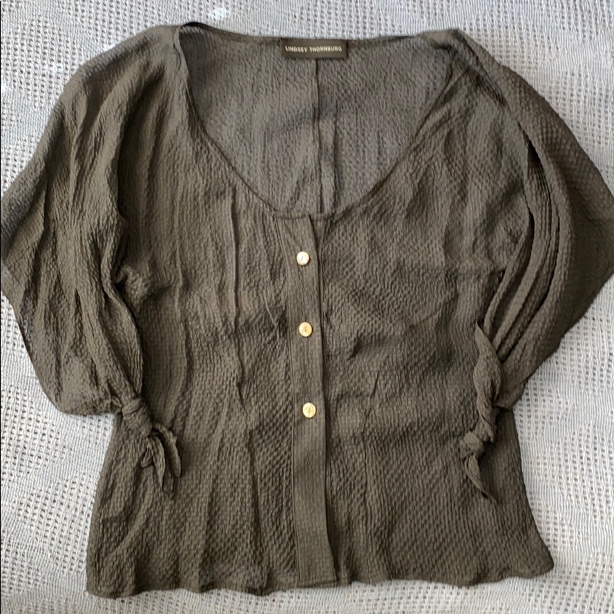 Lindsey Thornburg Blouse Sheer Top Sz S